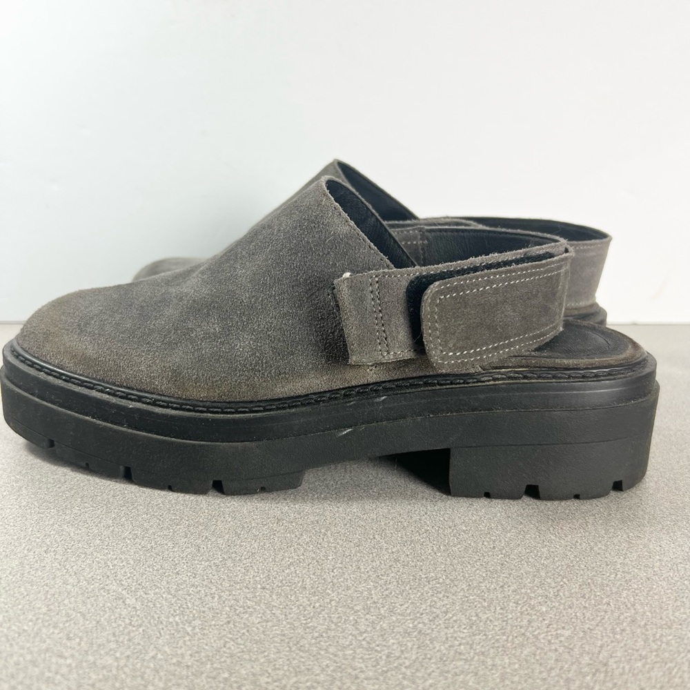 Free People Milo Slingback Mule Womens Size 39 US 8.5 Gray Suede Shoes clogs lug - Picture 2 of 9